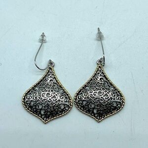NEW REAL SIMPLE drop dangle open mesh pattern gold and silver fashion earrings